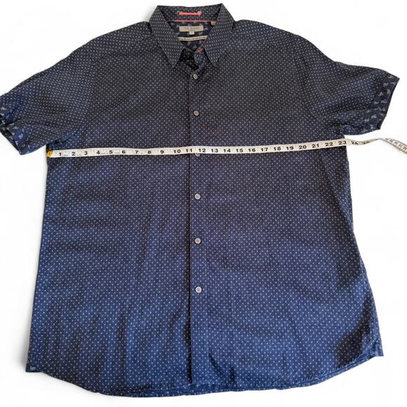 TED BAKER Micro Print 100% Cotton Short Sleeve Shirt Blue Men’s 6 (L/XL) - Picture 6 of 7